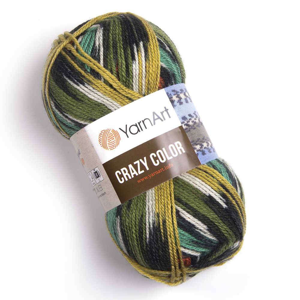 Пряжа Yarn Art CRAZY COLOR (Цвет: 163 бело-зелено-терракот)