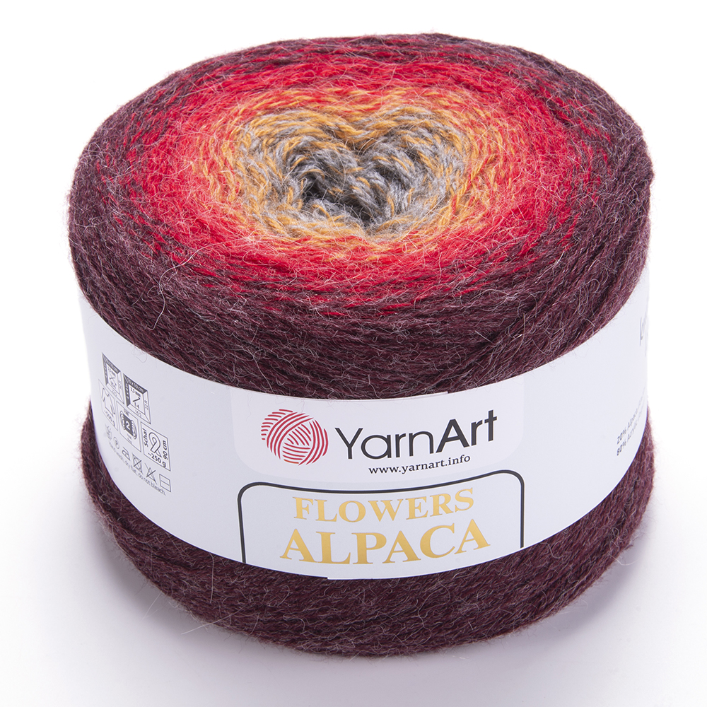 Пряжа Yarn Art Flowers Alpaca (Цвет: 422 бордово-красно-серый)