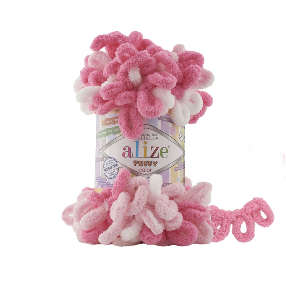 Пряжа Alize PUFFY COLOR (Цвет: 6383 бело-розово-я.розовый)