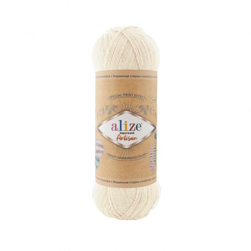 Пряжа Alize SUPERWASH ARTISAN (Цвет: 01 молочный)