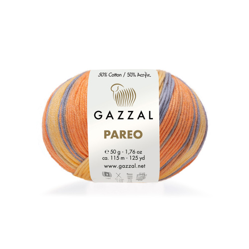Пряжа Gazzal PAREO (Цвет: 10420 желто-оранжево-серый)