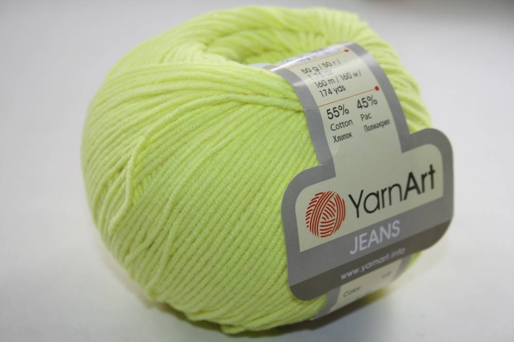 Пряжа Yarn Art JEANS  (Цвет: 58 лимон неон)