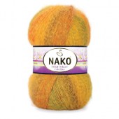 Пряжа Nako MOHAIR DELICATE COLOR FLOW (Цвет: 7252 оранжевый-зеленый)