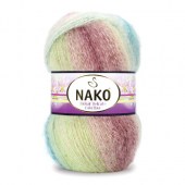 Пряжа Nako MOHAIR DELICATE COLOR FLOW (Цвет: 76037 салат-брусника)