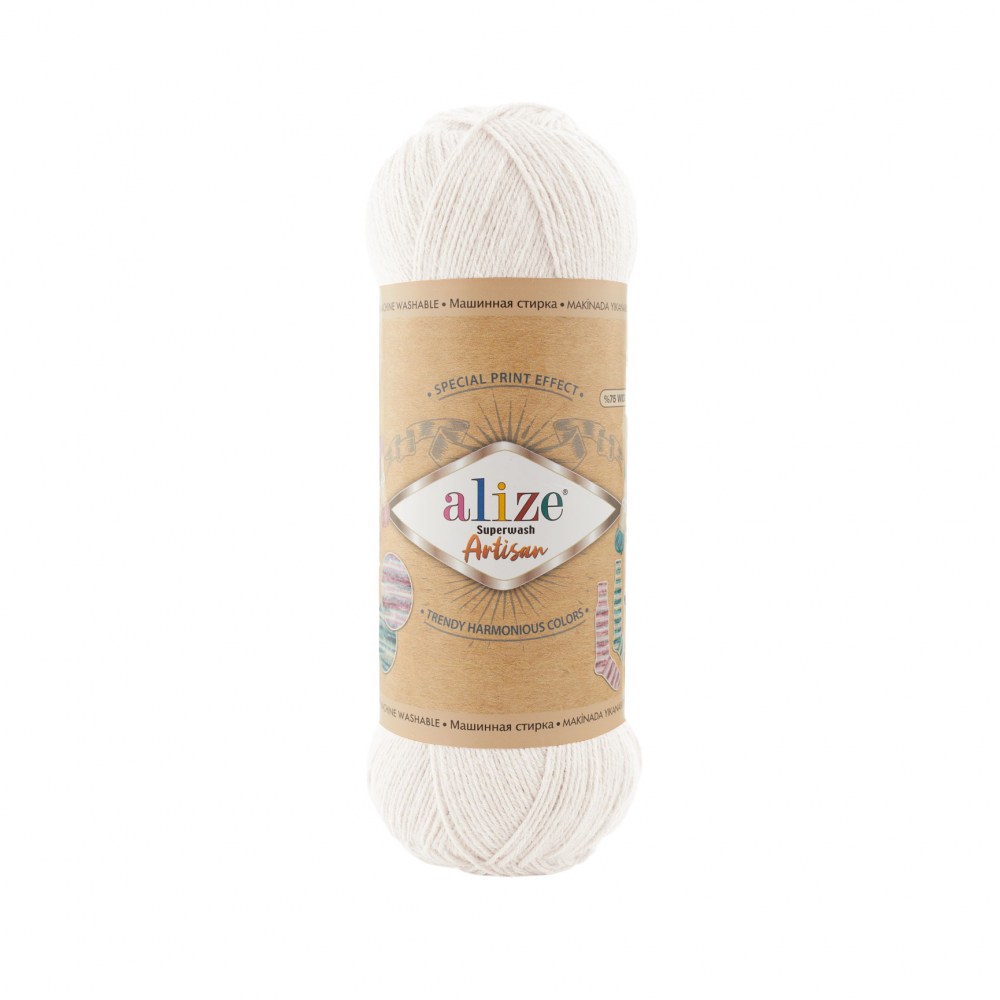 Пряжа Alize SUPERWASH ARTISAN (Цвет: 55 белый)