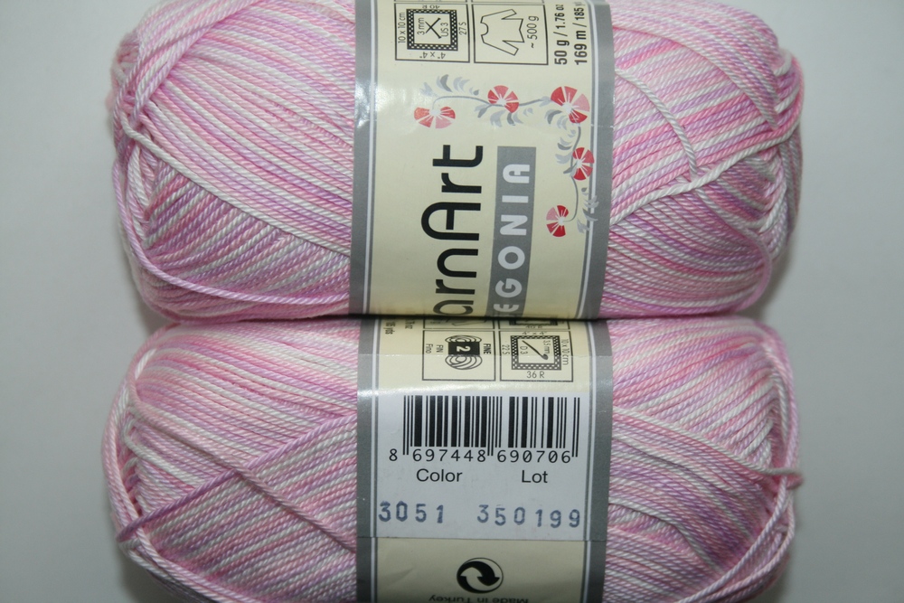 Пряжа Yarn Art BEGONIA MELANGE (Цвет: 3051 св.розовый/белый/св.сирень)