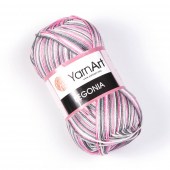 Пряжа Yarn Art BEGONIA MELANGE (Цвет: 504 серый/белый/розовый)