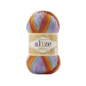 Пряжа Alize DIVA BATIK (Цвет: 7794 горчица/терракот/голубой/лаванда)