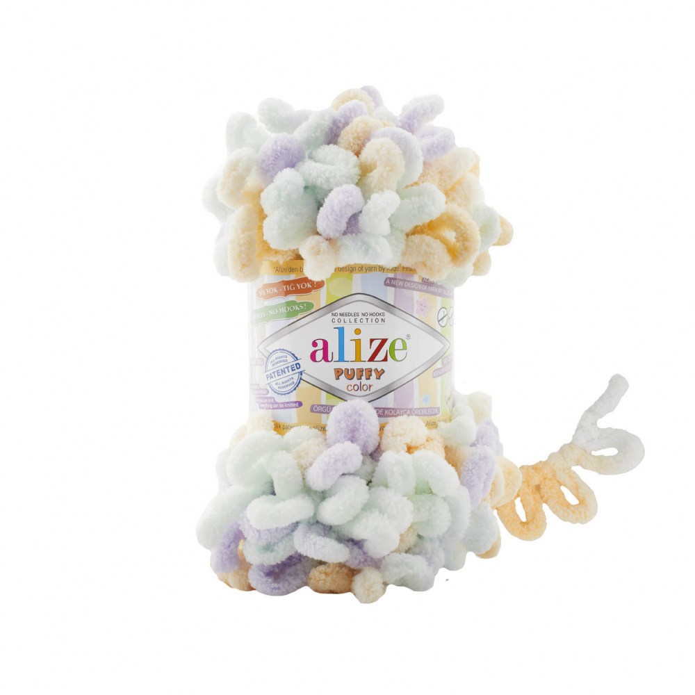 Пряжа Alize PUFFY COLOR (Цвет: 6462 астра/мята/экрю)