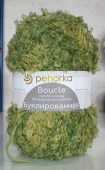 Пряжа Пехорка БУКЛИРОВАННАЯ (Цвет: 1018 св.горох/тёмно-зелёный/коричневый)