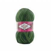 Пряжа Alize SUPERWASH (Цвет: 8034 зелёный меланж)