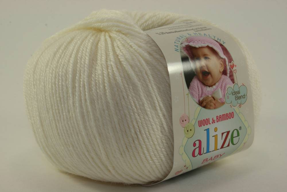 Пряжа Alize BABY WOOL (Цвет: 62 молочный)