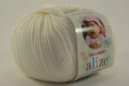 Пряжа Alize BABY WOOL (Цвет: 62 молочный)