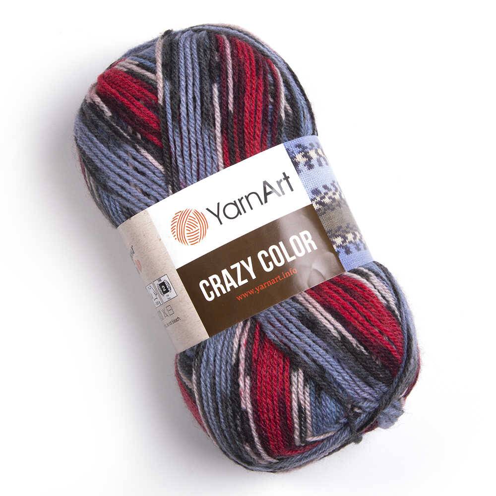 Пряжа Yarn Art CRAZY COLOR (Цвет: 164 серо-красный)