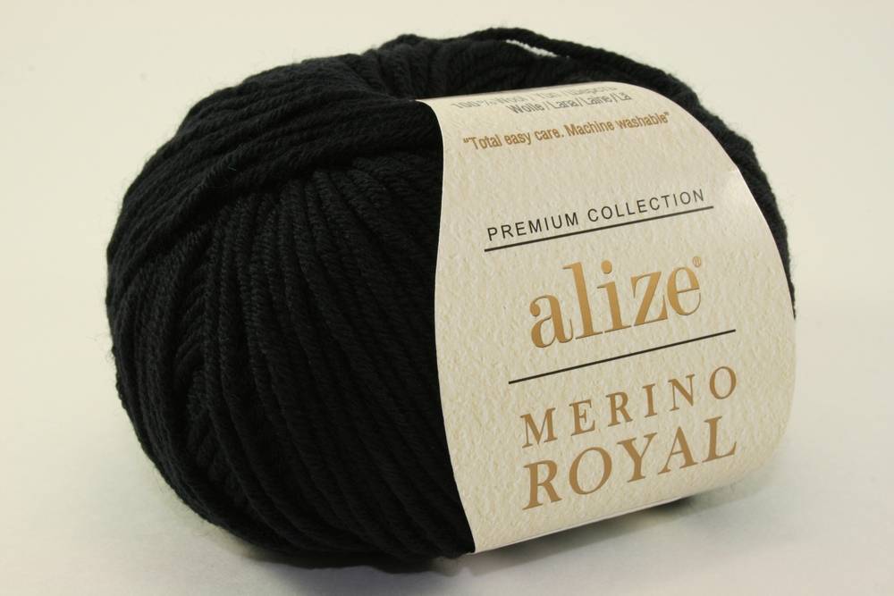 Пряжа Alize MERINO ROYAL (Цвет: 60 черный)