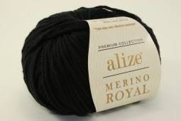 Пряжа Alize MERINO ROYAL (Цвет: 60 черный)