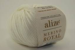 Пряжа Alize MERINO ROYAL (Цвет: 55 белый)