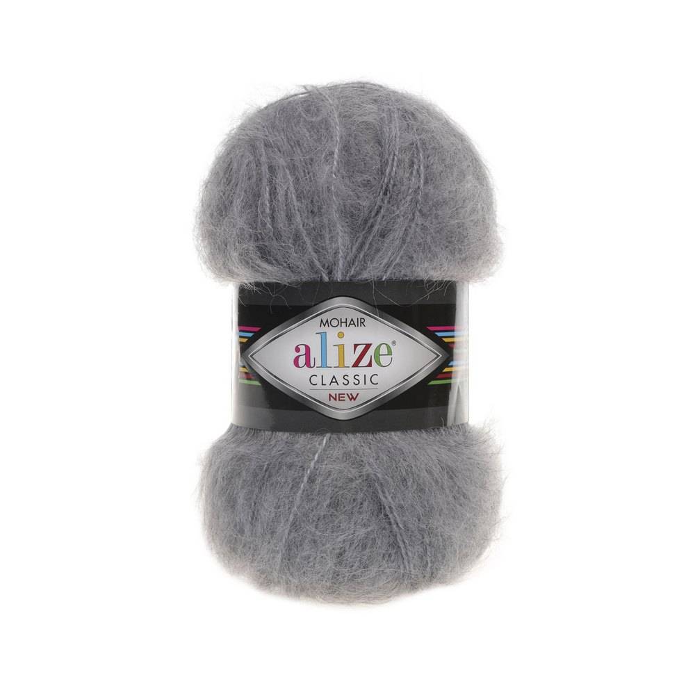 Пряжа Alize MOHAIR CLASSIC (Цвет: 412 серый меланж)