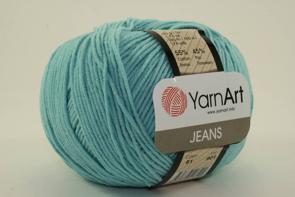 Пряжа Yarn Art JEANS  (Цвет: 81 светлая бирюза)