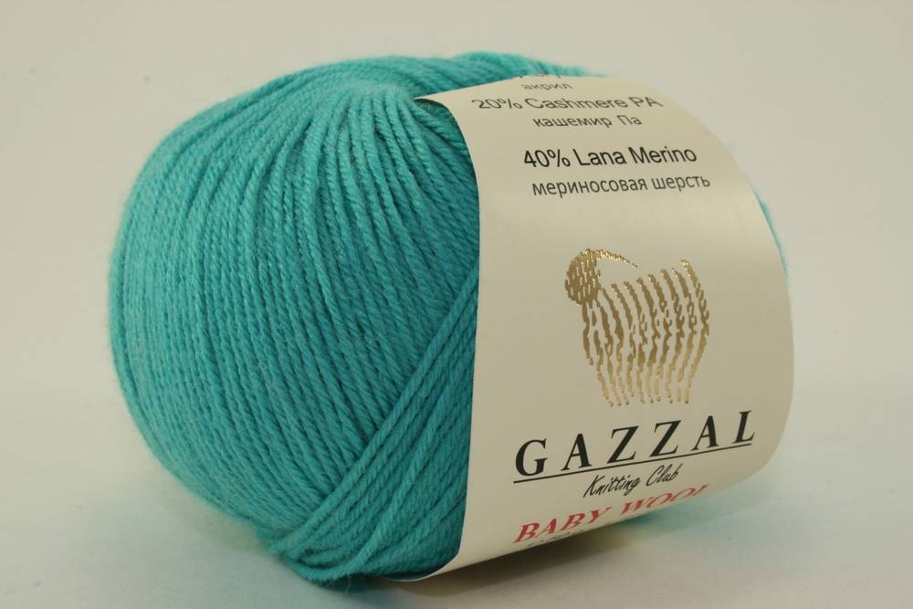 Пряжа Gazzal BABY WOOL (Цвет: 832 бирюза)