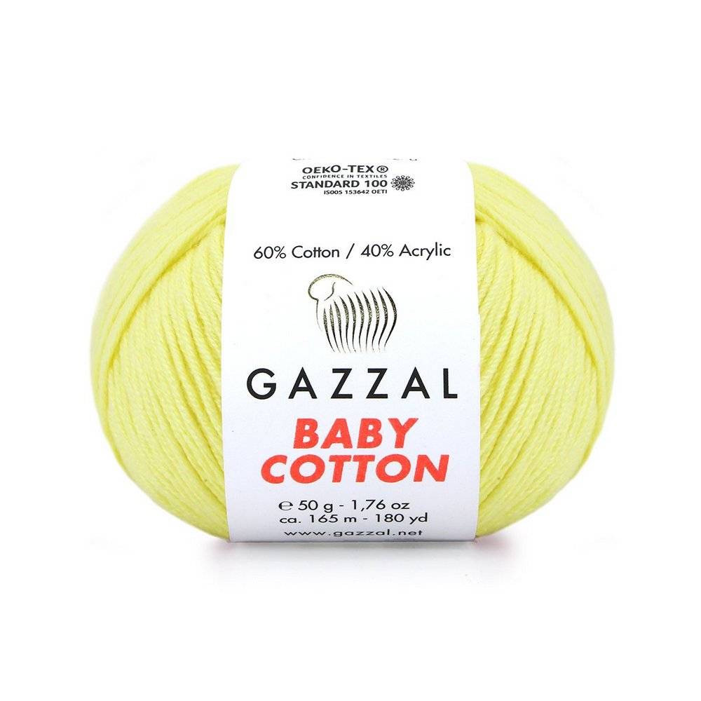 Пряжа Gazzal BABY COTTON (Цвет: 3413 лимонный)