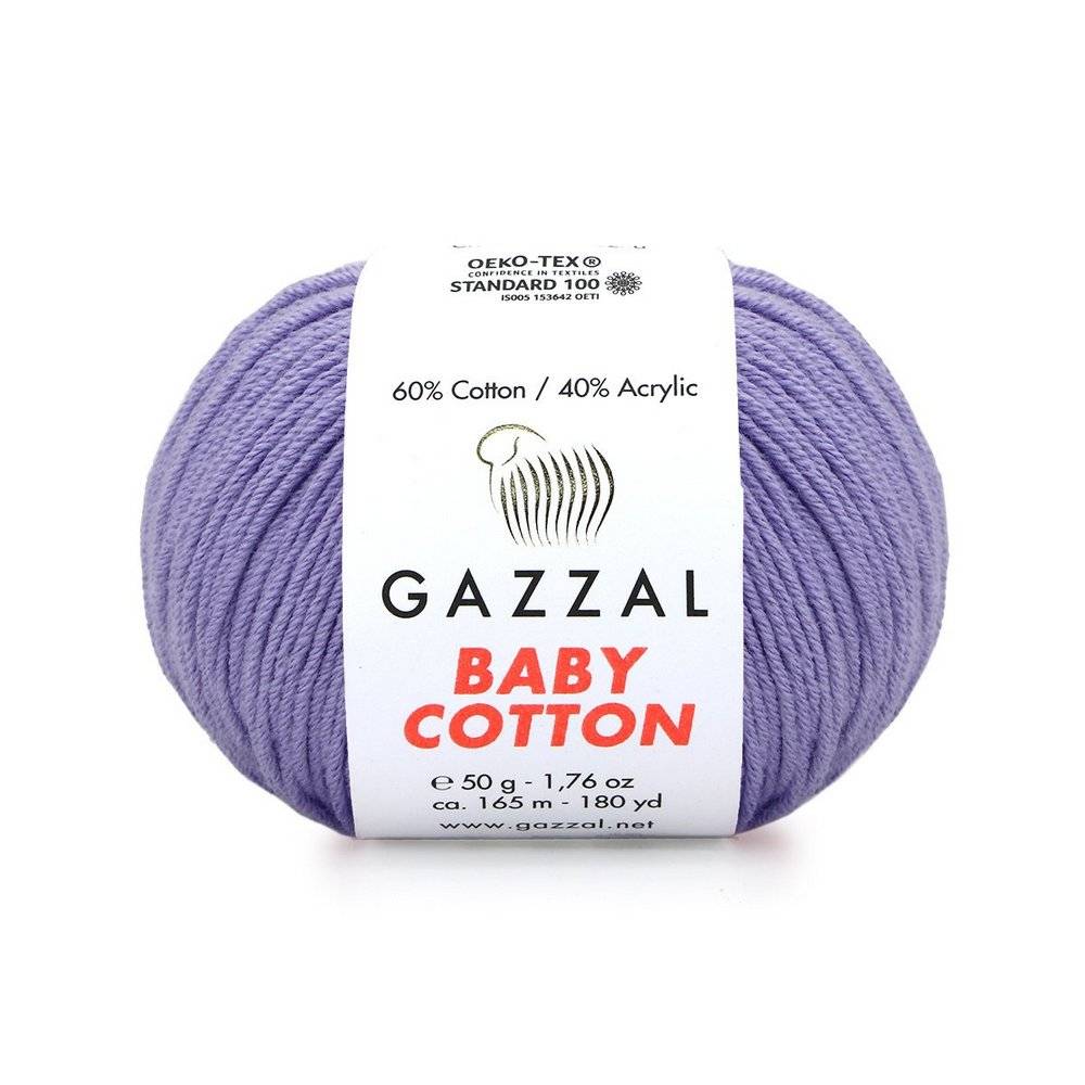 Пряжа Gazzal BABY COTTON (Цвет: 3420 нежно-сиреневый)