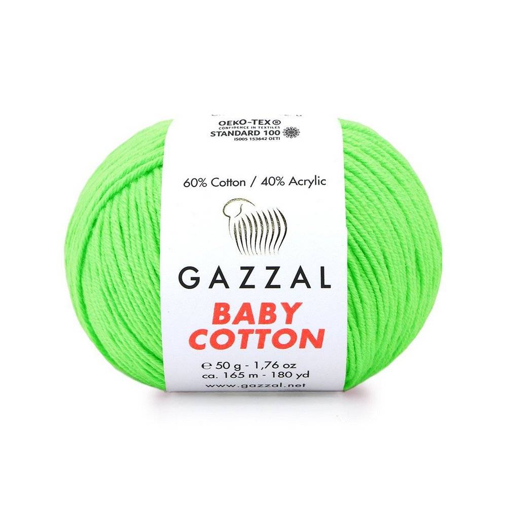 Пряжа Gazzal BABY COTTON (Цвет: 3427 салатовый)