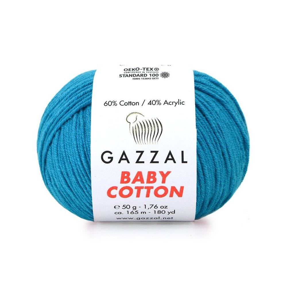 Пряжа Gazzal BABY COTTON (Цвет: 3428 бирюза)