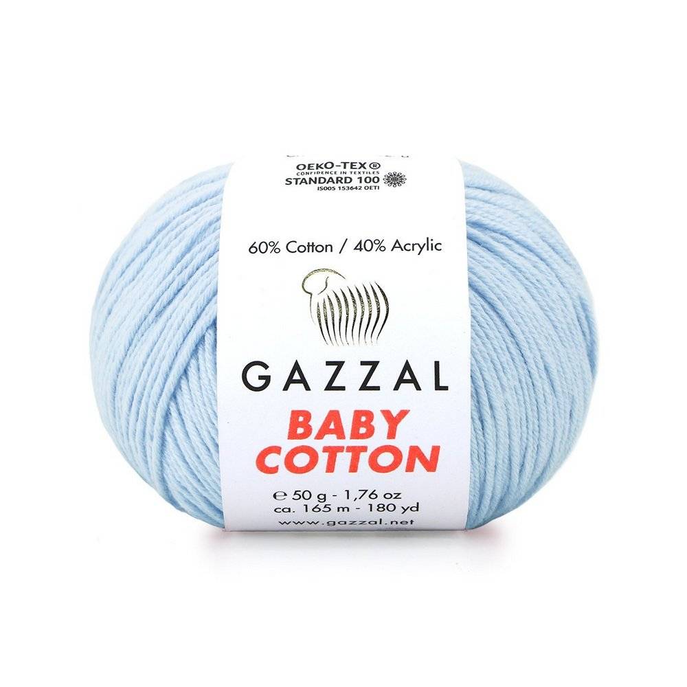 Пряжа Gazzal BABY COTTON (Цвет: 3429 бледно-голубой)