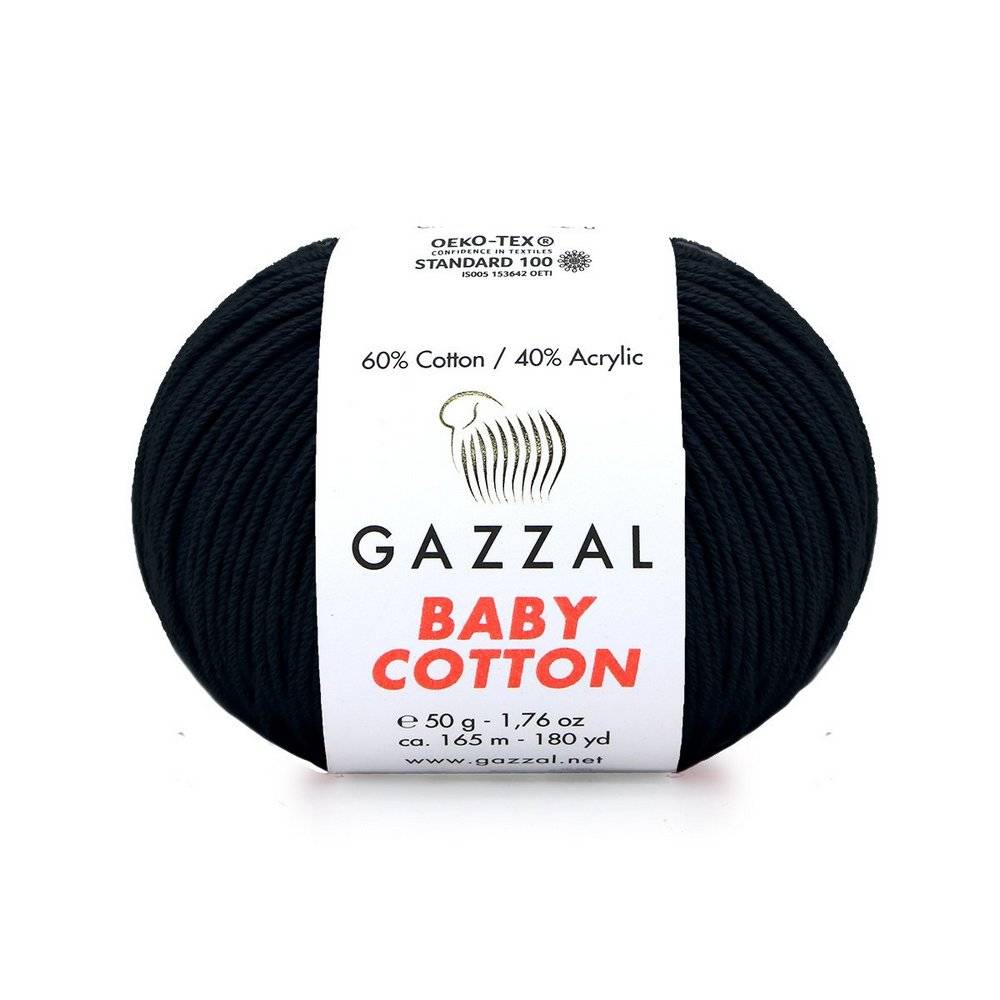 Пряжа Gazzal BABY COTTON (Цвет: 3433 черный)