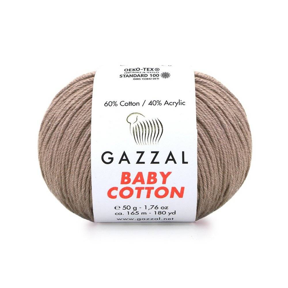 Пряжа Gazzal BABY COTTON (Цвет: 3434 какао)