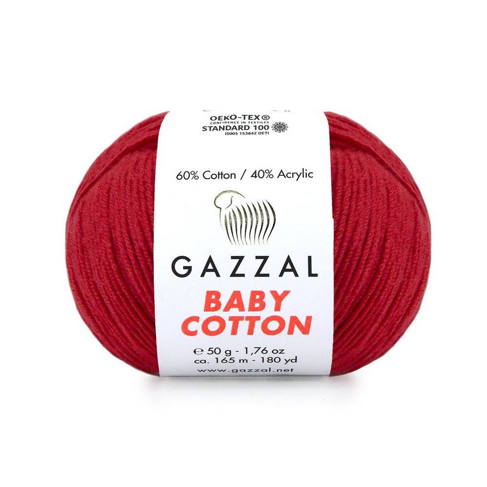 Пряжа Gazzal BABY COTTON (Цвет: 3439 красный)