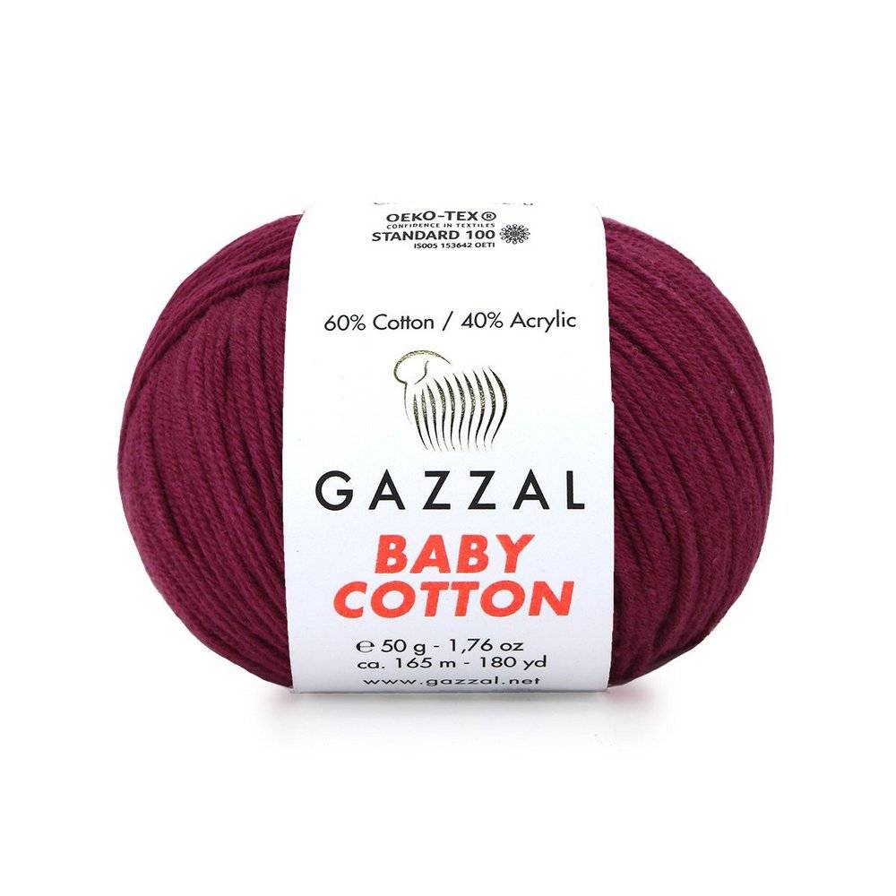 Пряжа Gazzal BABY COTTON (Цвет: 3442 вишня)