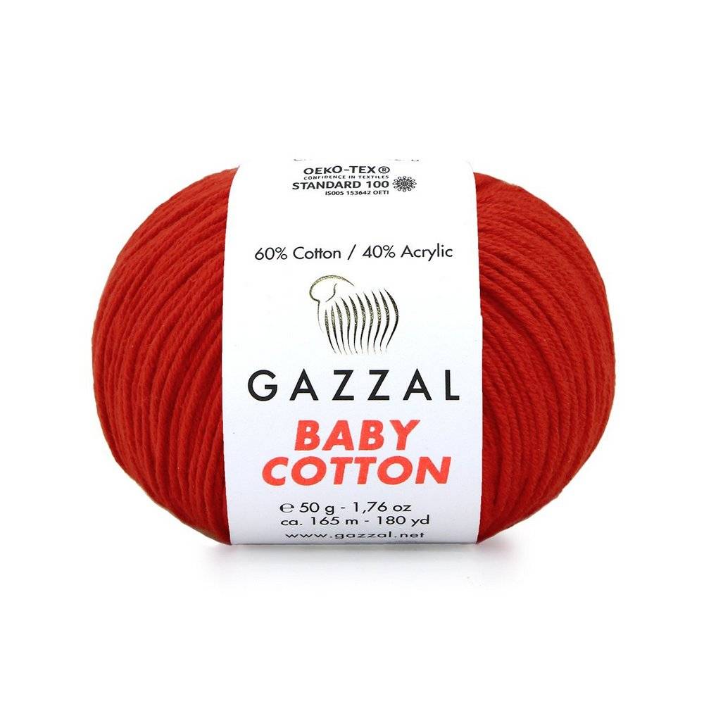 Пряжа Gazzal BABY COTTON (Цвет: 3443 алый)