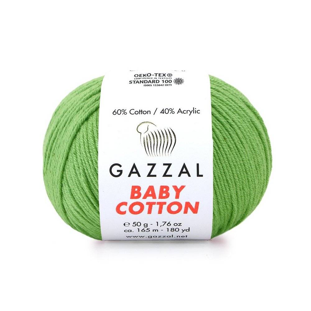 Пряжа Gazzal BABY COTTON (Цвет: 3448 зеленый)