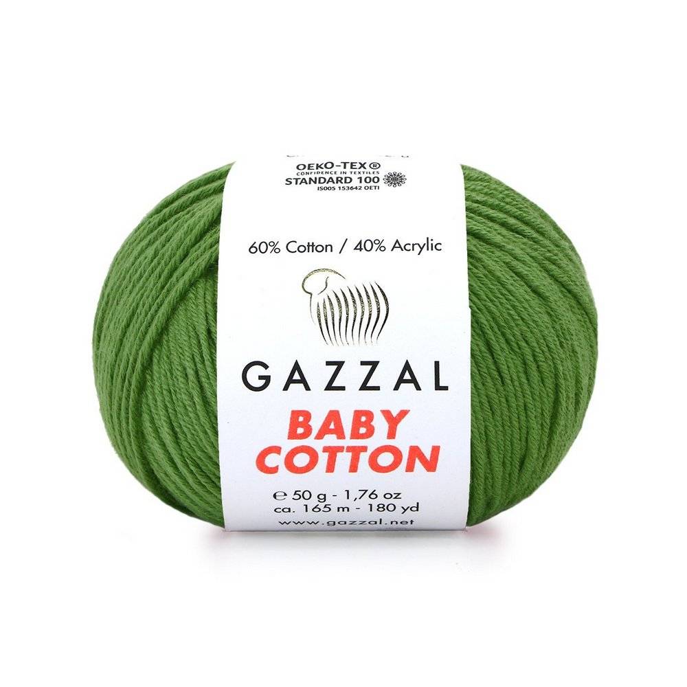 Пряжа Gazzal BABY COTTON (Цвет: 3449 зеленый)