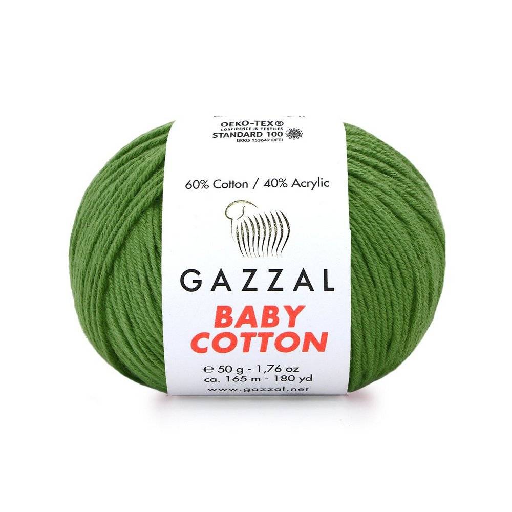 Пряжа Gazzal BABY COTTON (Цвет: 3449 зеленый)