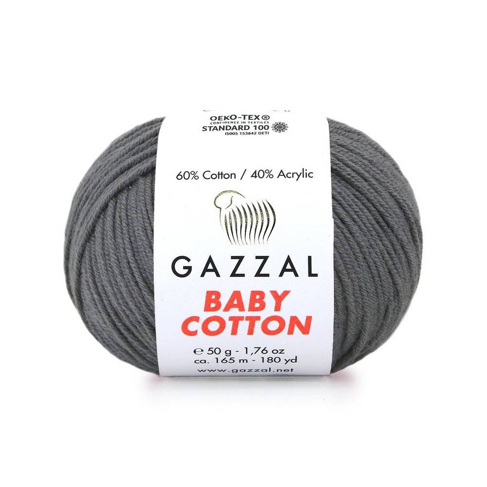 Пряжа Gazzal BABY COTTON (Цвет: 3450 темно-серый)