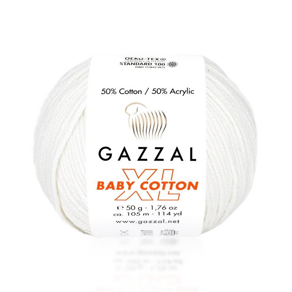 Пряжа Gazzal BABY COTTON XL (Цвет: 3432 белоснежный)