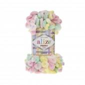 Пряжа Alize PUFFY COLOR (Цвет: 5862 желто-зелено-розово-белый)