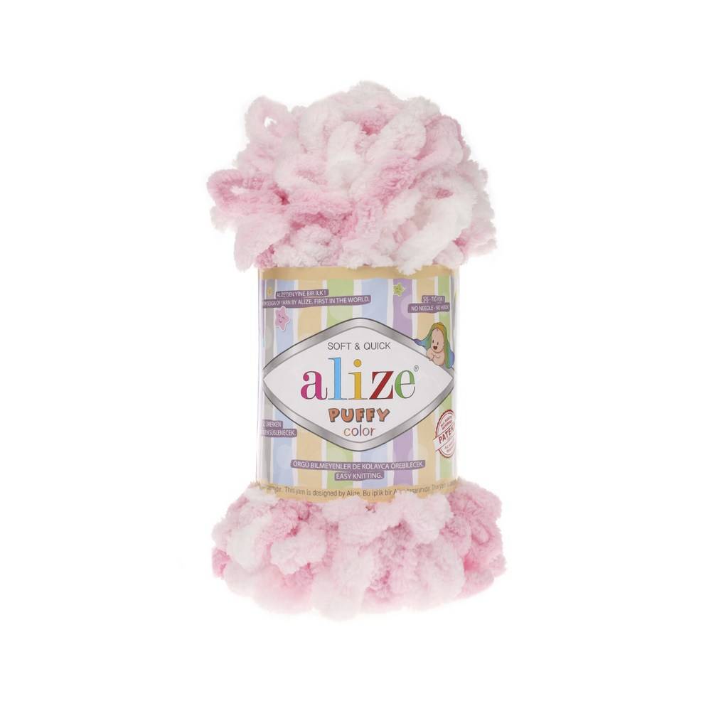 Пряжа Alize PUFFY COLOR (Цвет: 5863 бело-розовый)