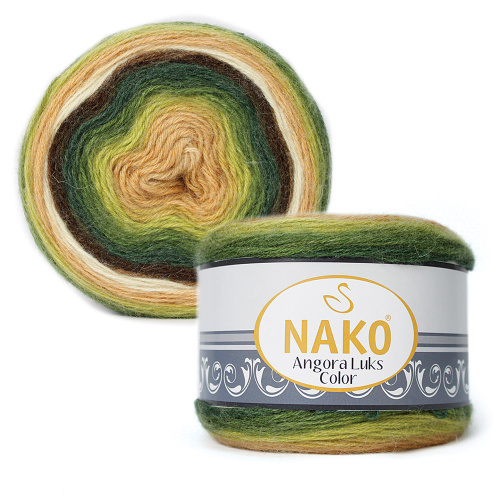 Пряжа Nako ANGORA LUKS COLOR (Цвет: 81905 зелено-бежево-коричневый)