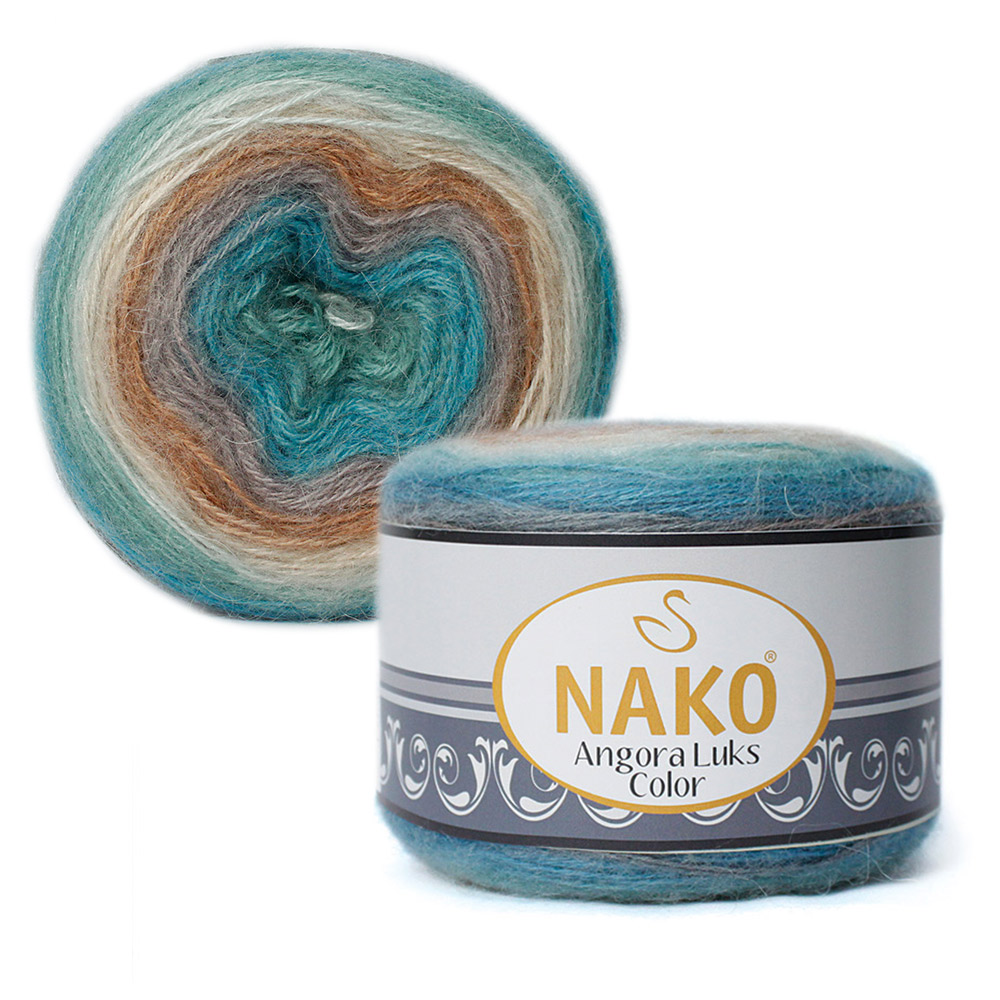 Пряжа Nako ANGORA LUKS COLOR (Цвет: 81906 бежево-молочно-голубой)