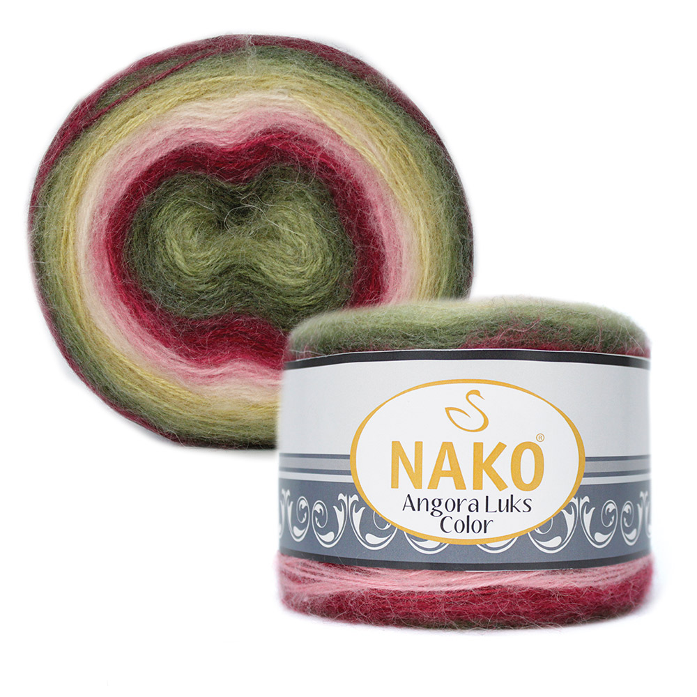 Пряжа Nako ANGORA LUKS COLOR (Цвет: 81909 оливково-свекольный)