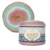 Пряжа Nako ANGORA LUKS COLOR (Цвет: 81919 розово-молочно-зеленый)