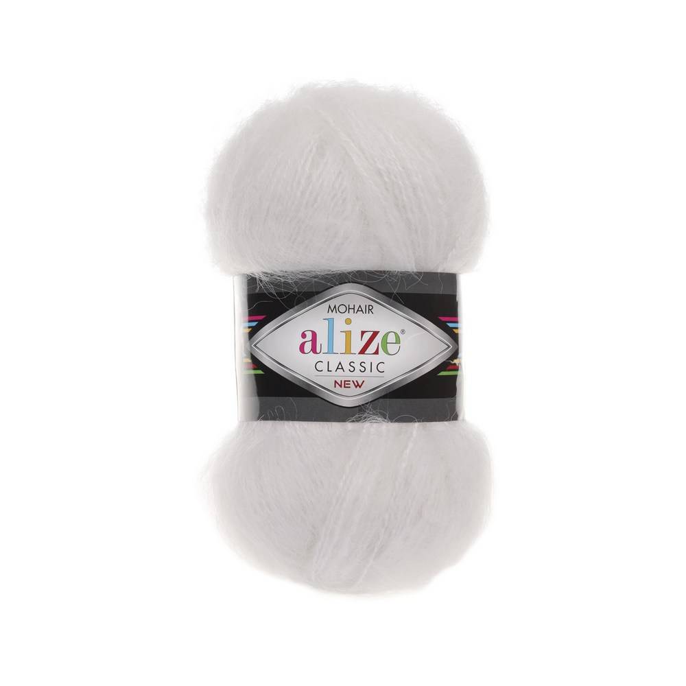 Пряжа Alize MOHAIR CLASSIC (Цвет: 55 белый)