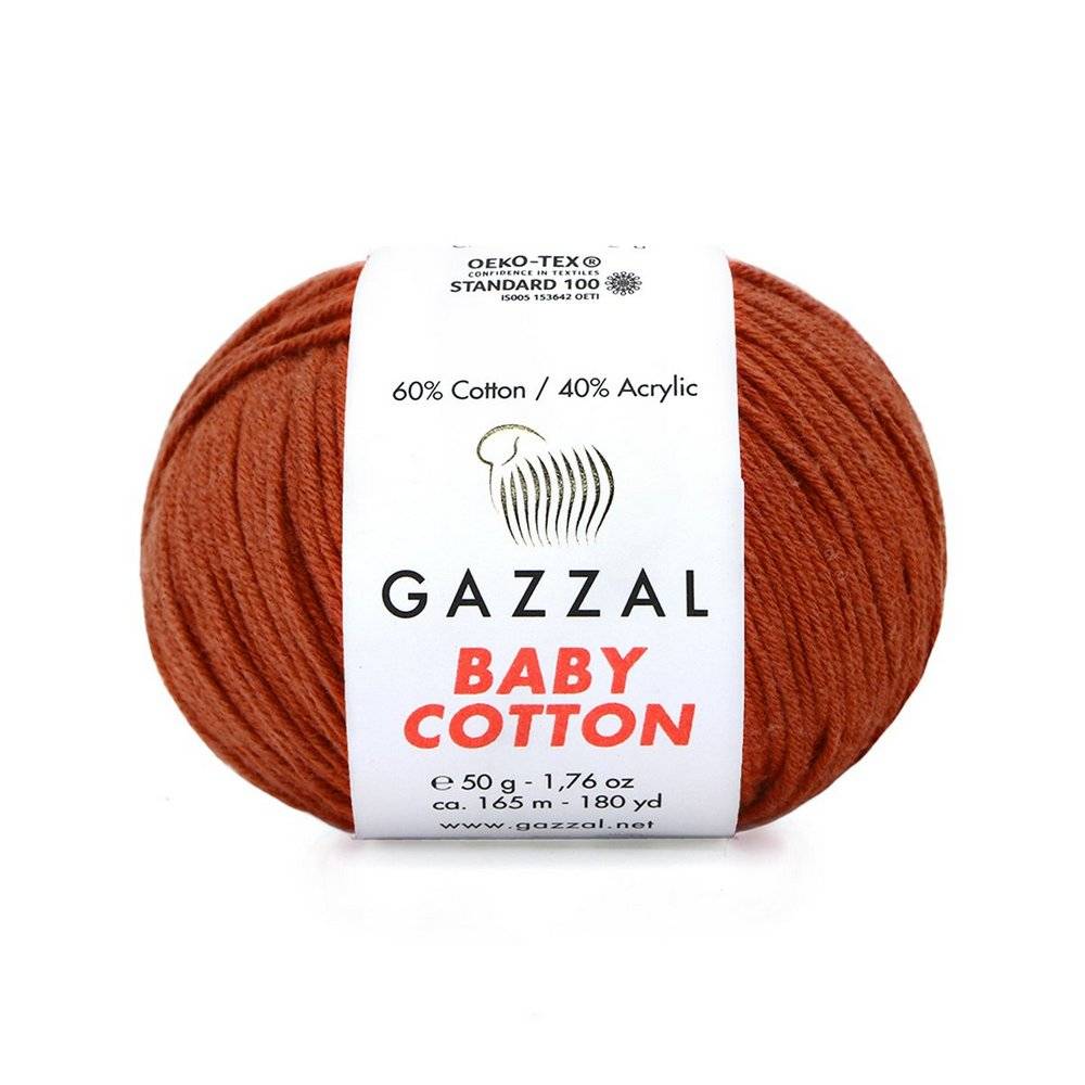 Пряжа Gazzal BABY COTTON (Цвет: 3453 терракот)