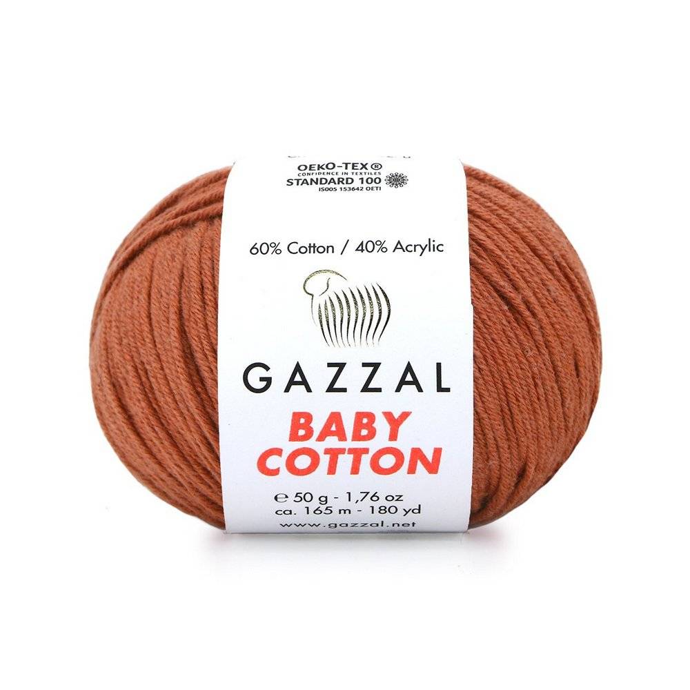 Пряжа Gazzal BABY COTTON (Цвет: 3454 светлый терракот)