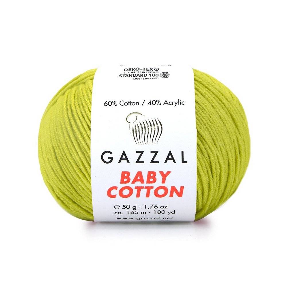 Пряжа Gazzal BABY COTTON (Цвет: 3457 лайм)