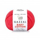 Пряжа Gazzal BABY COTTON (Цвет: 3458 яркий коралл)